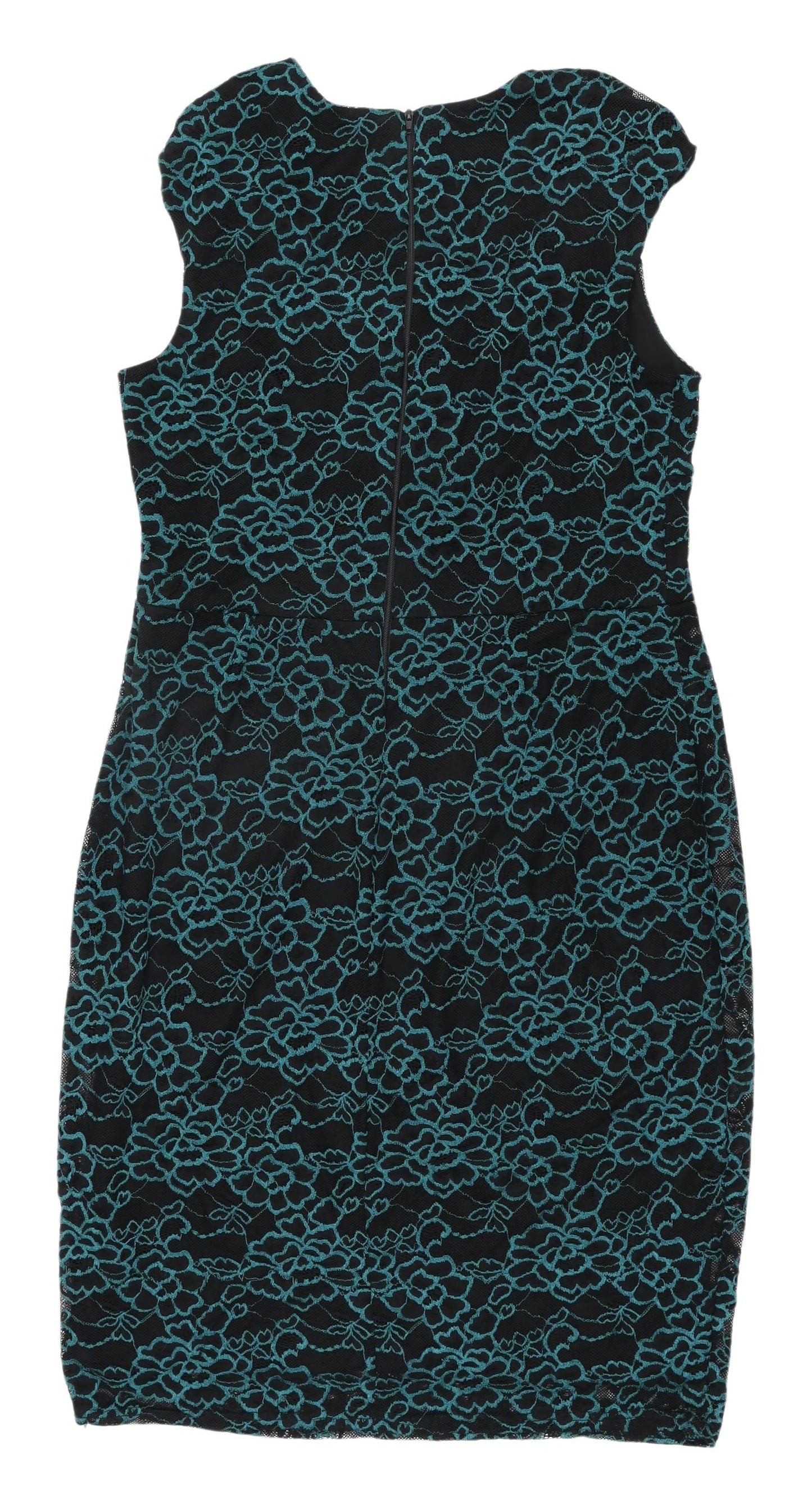 Zuppe Women's Black Floral Sheath Dress Size 16