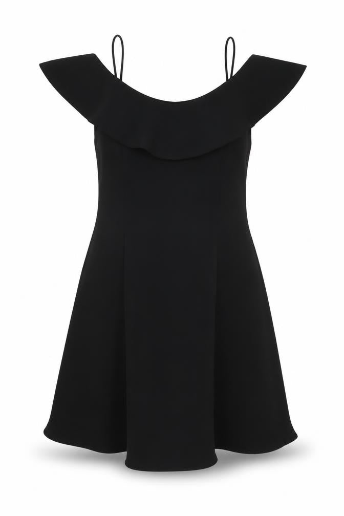 Zara Women Black A-Line Off Shoulder Mini Dress S