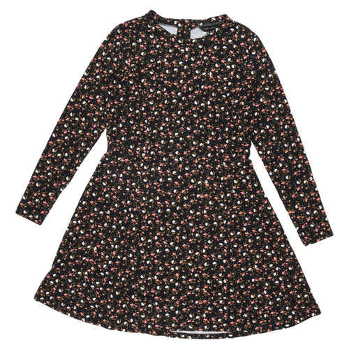 New Look Women's Black Floral A-Line Dress Size 12