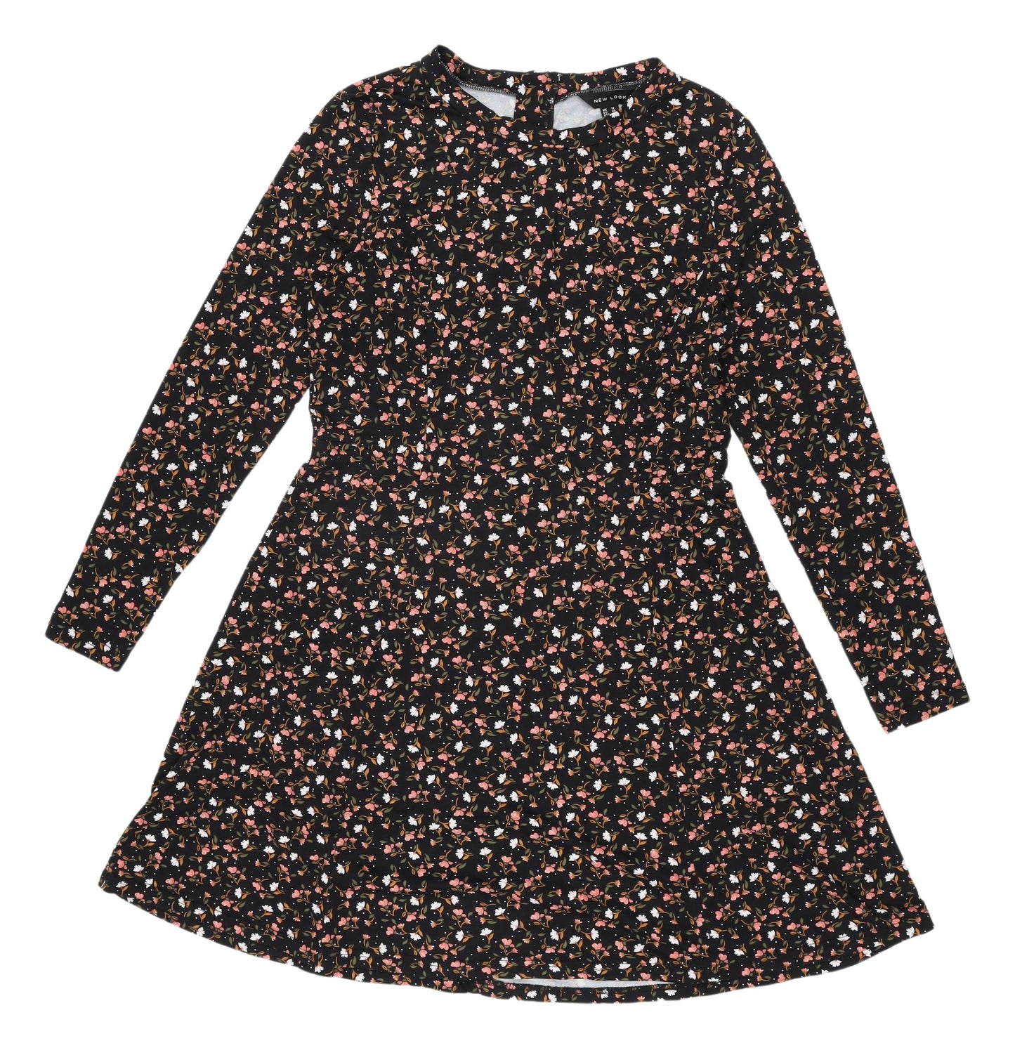 New Look Women's Black Floral A-Line Dress Size 12