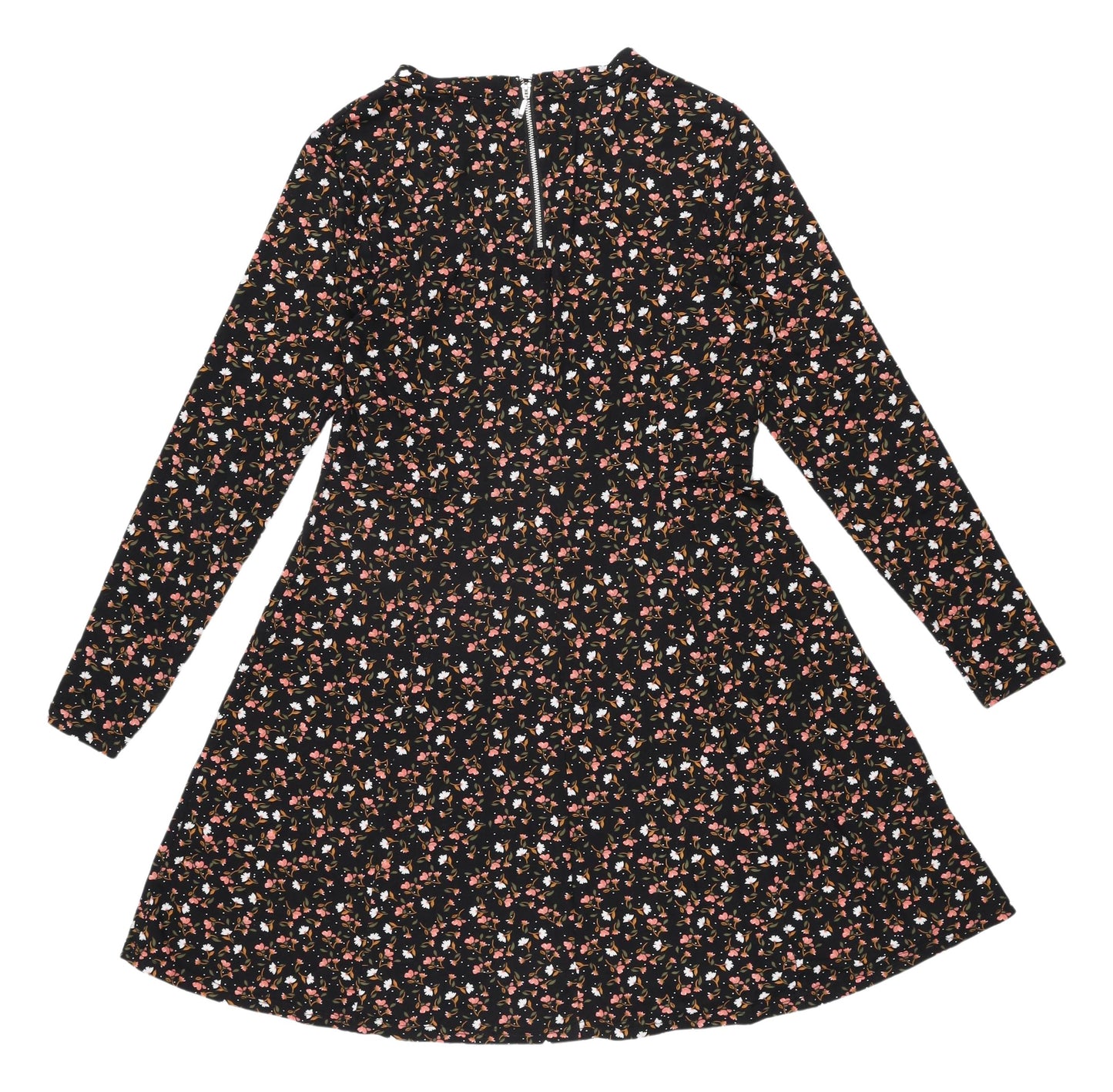 New Look Women's Black Floral A-Line Dress Size 12