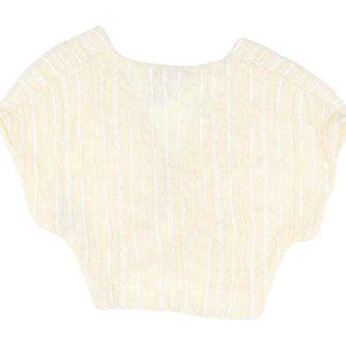Zara Women's Beige Cropped Blouse Small