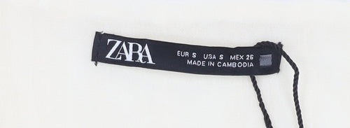 Zara Women's Beige Cropped Blouse Small