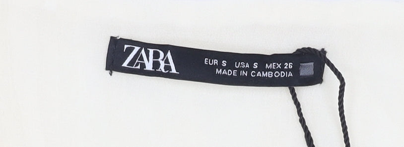 Zara Women's Beige Cropped Blouse Small