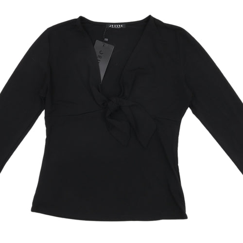 Jeuvre Women's Black Long Sleeve Wrap Blouse UK 16