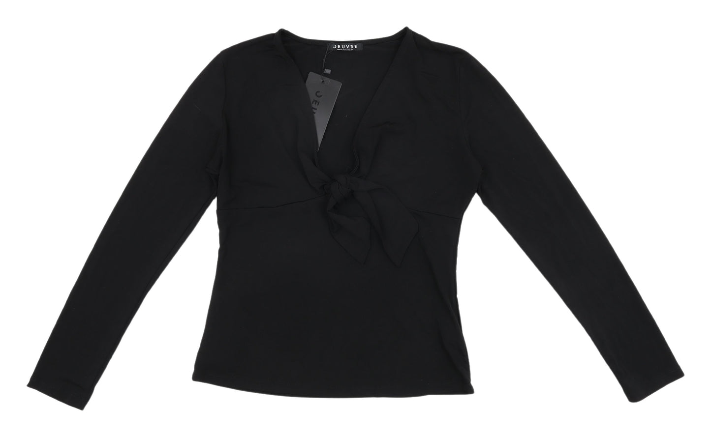 Jeuvre Women's Black Long Sleeve Wrap Blouse UK 16