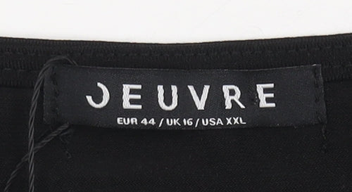 Jeuvre Women's Black Long Sleeve Wrap Blouse UK 16