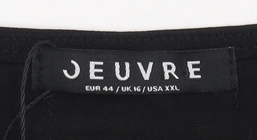 Jeuvre Women's Black Long Sleeve Wrap Blouse UK 16