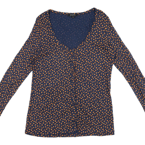 ASOS Women's Blue Floral V-Neck Blouse Size 20