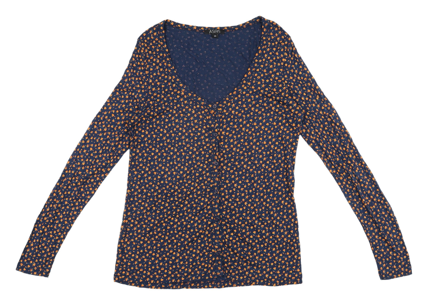 ASOS Women's Blue Floral V-Neck Blouse Size 20