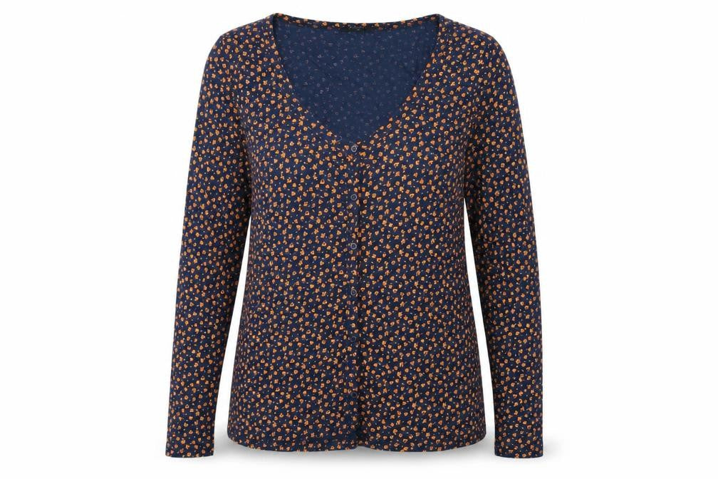 Front view of ASOS Women's Blue Floral V-Neck Blouse, size 20