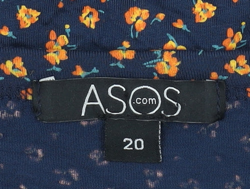 ASOS Women's Blue Floral V-Neck Blouse Size 20