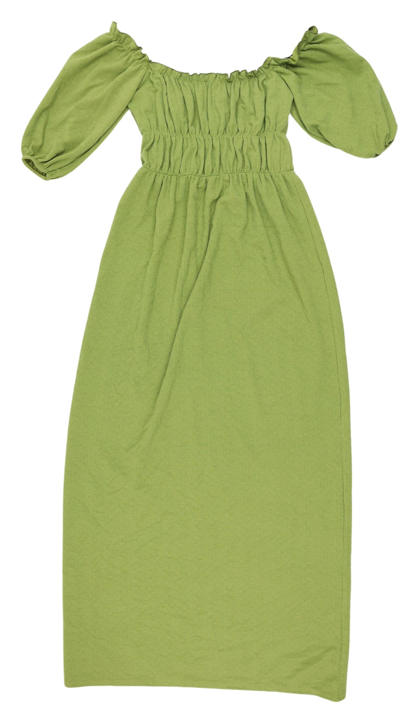 Boohoo Women's Green Off Shoulder Midi Dress