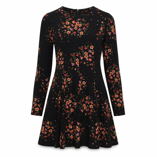 Front view of Blue Vanilla Women's Floral Long Sleeve Fit & Flare Dress