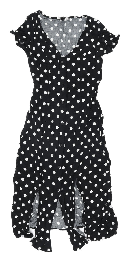 H&M Women's Black Polka Dot Viscose Shirt Dress