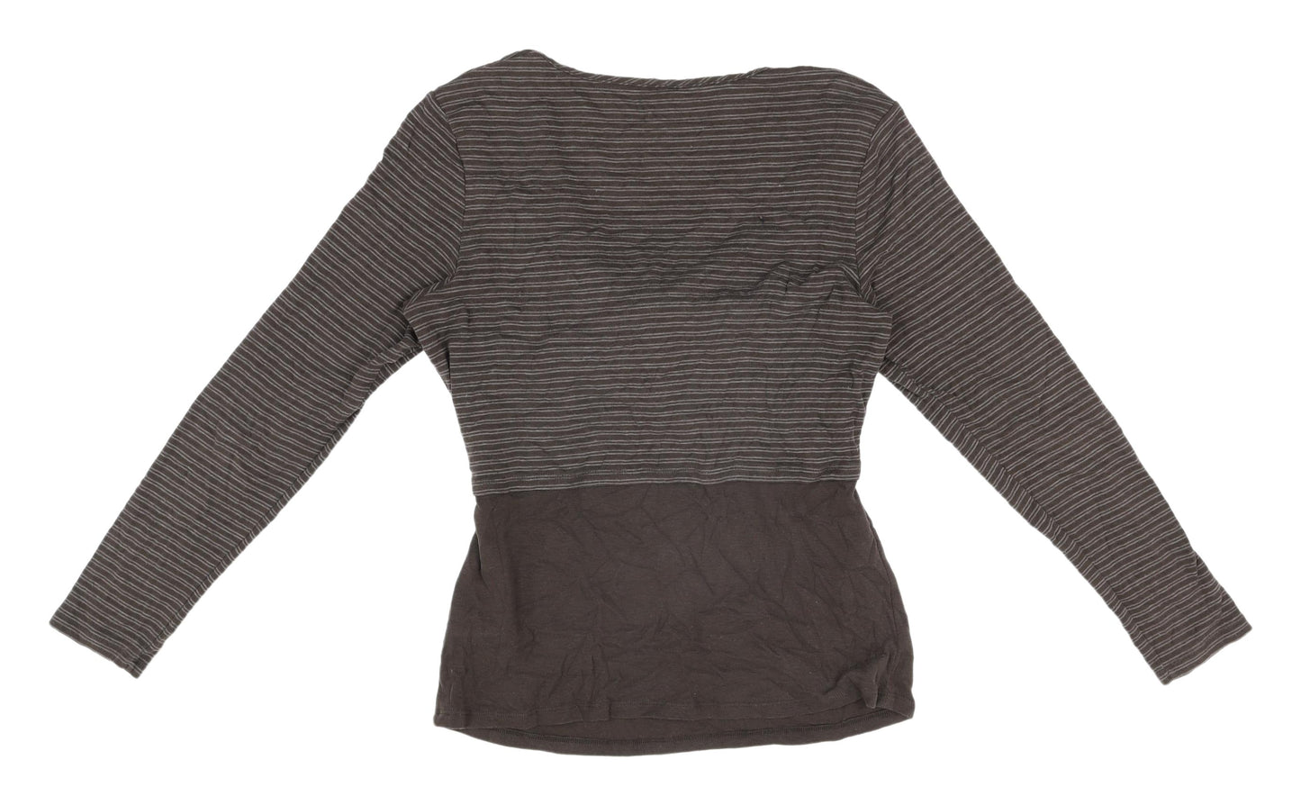 Marks & Spencer Women's Brown Striped Crop T-Shirt UK 14