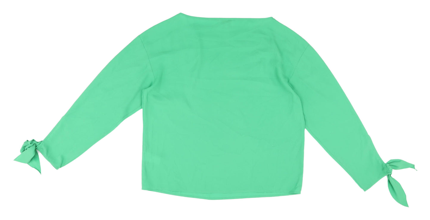 Warehouse Women's Green Blouse with Bow