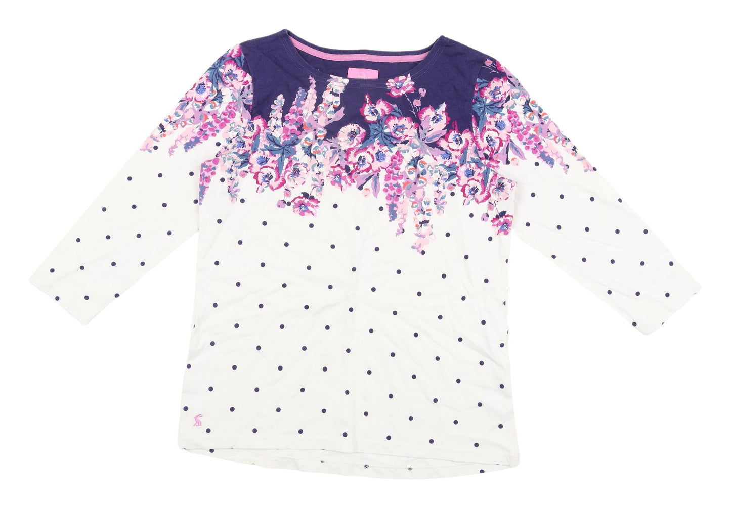 Joules Women's Multicoloured 3/4 Sleeve Jersey T-Shirt UK 12