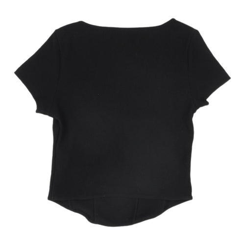 H&M Women's Black Basic T-Shirt Size S Stretch Scoop Neck