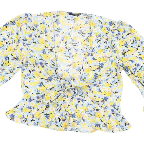 Quiz Women's Floral Wrap Blouse 3/4 Sleeve Size 8