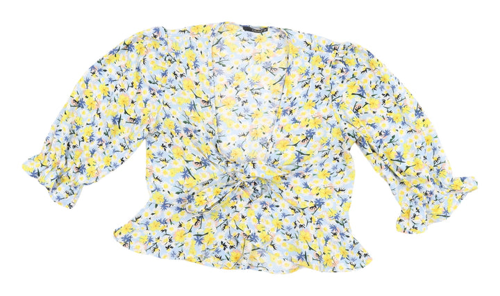 Quiz Women's Floral Wrap Blouse 3/4 Sleeve Size 8