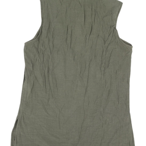 Marks and Spencer Women's Sleeveless Green Button-Up Top