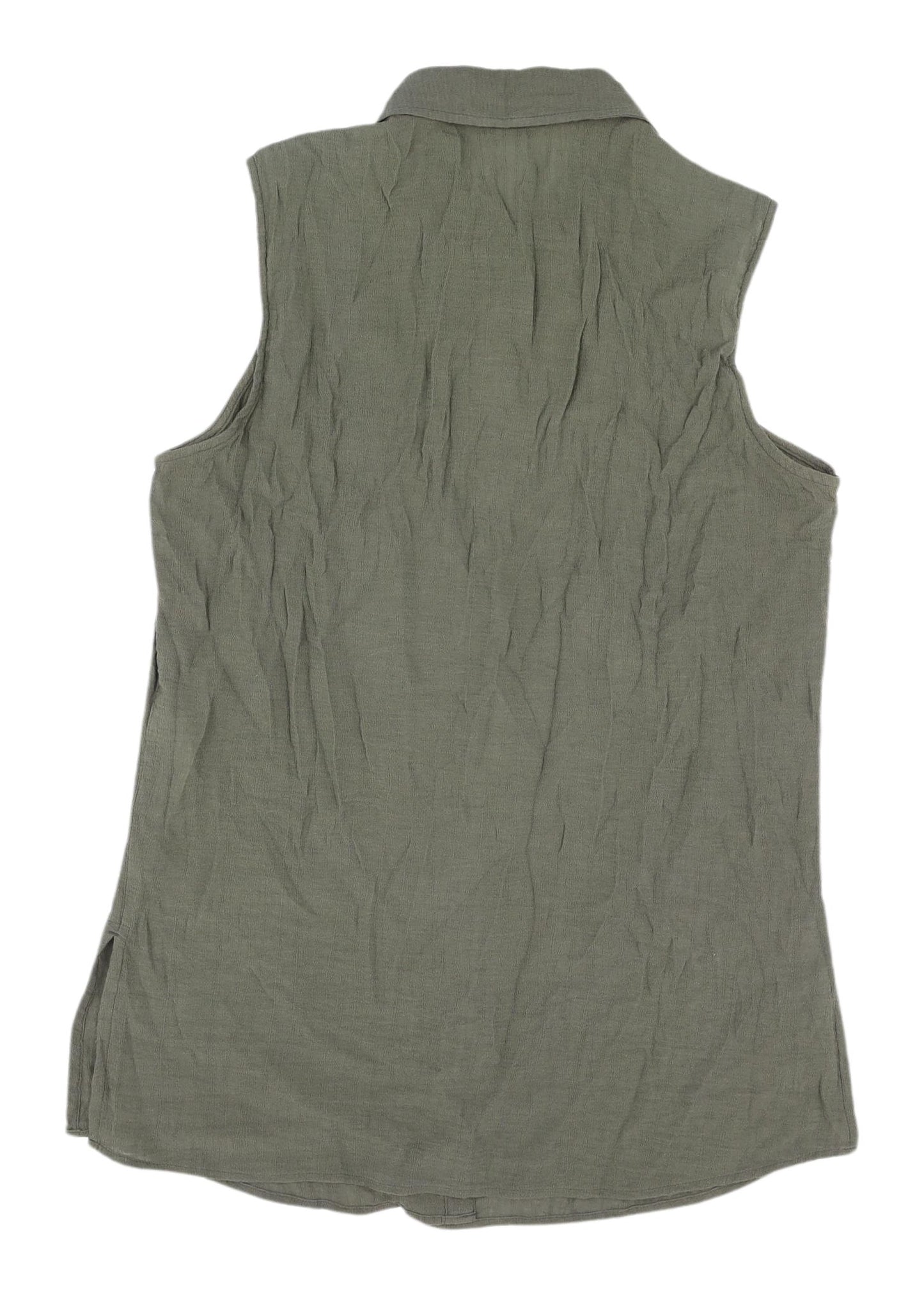 Marks and Spencer Women's Sleeveless Green Button-Up Top
