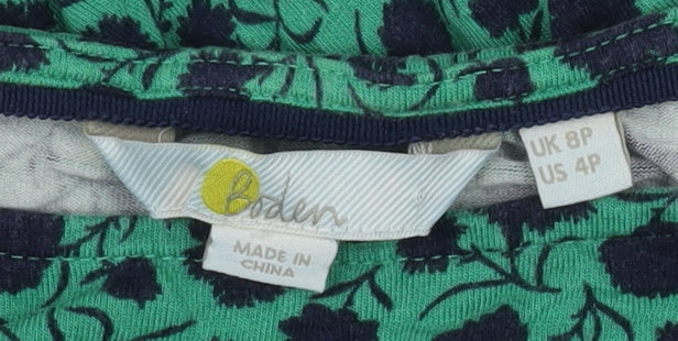 Boden Women's Green A-Line Dress, Size 8, Floral Print