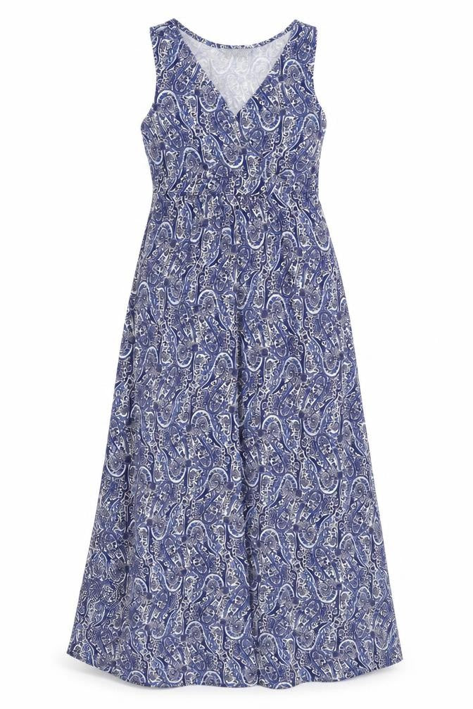 Front view of Dorothy Perkins Women's Blue Dress, size 8, Sleeveless