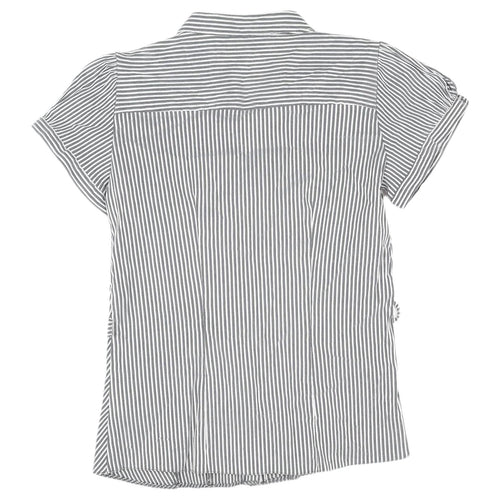Marina Kaneva Women's Grey Striped Button-Up Shirt Size 12