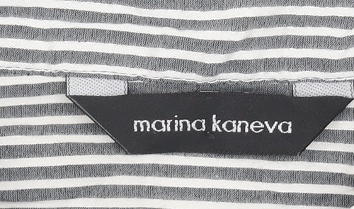 Marina Kaneva Women's Grey Striped Button-Up Shirt Size 12