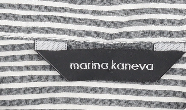 Marina Kaneva Women's Grey Striped Button-Up Shirt Size 12