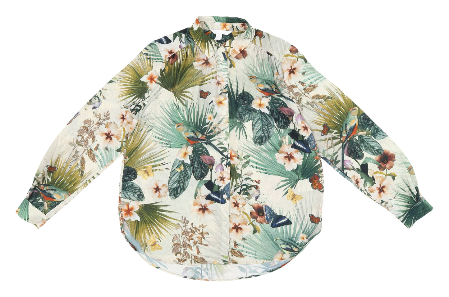 H&M Women's Multicoloured Floral Button-Up Tunic, Size 8