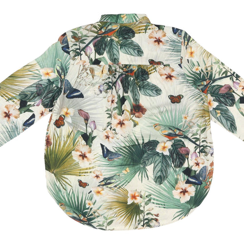 H&M Women's Multicoloured Floral Button-Up Tunic, Size 8
