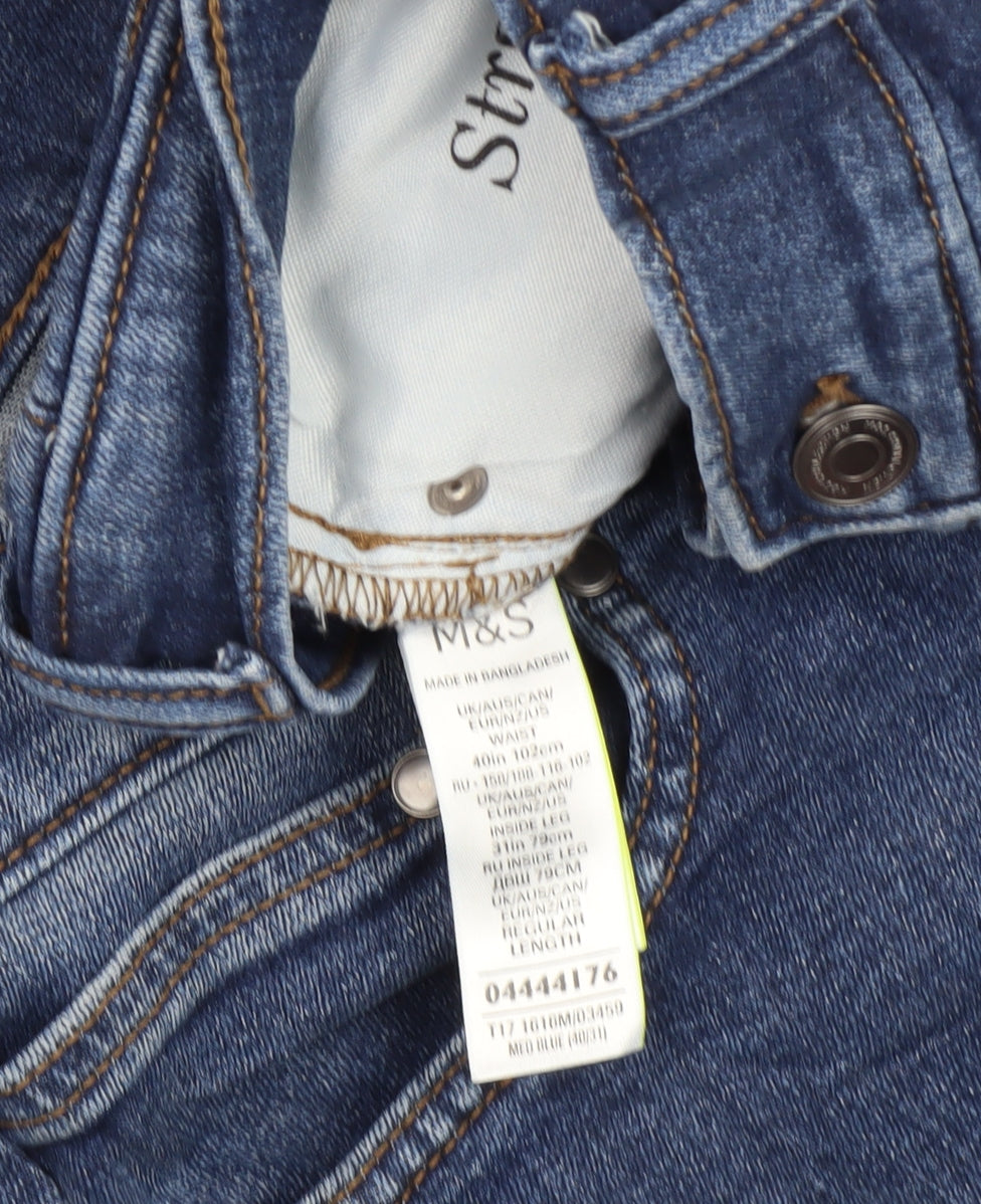 Marks and Spencer Men's Blue Straight Leg Jeans 40