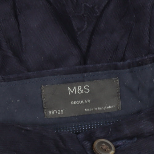 Marks and Spencer Men's Blue Chino Trousers, Size 38