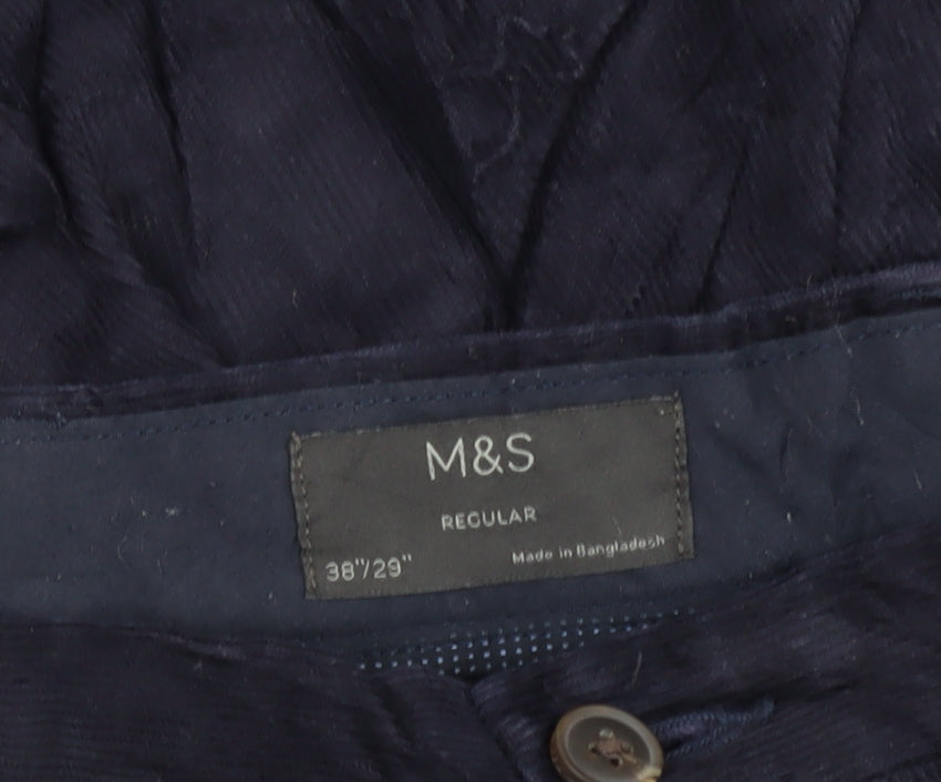 Marks and Spencer Men's Blue Chino Trousers, Size 38
