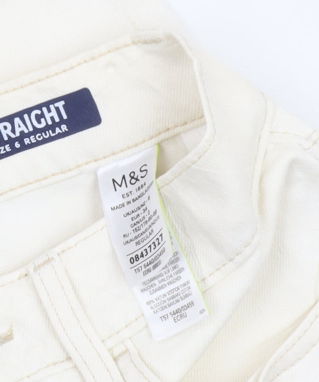 Marks and Spencer Women's Ivory Straight Jeans Size 6