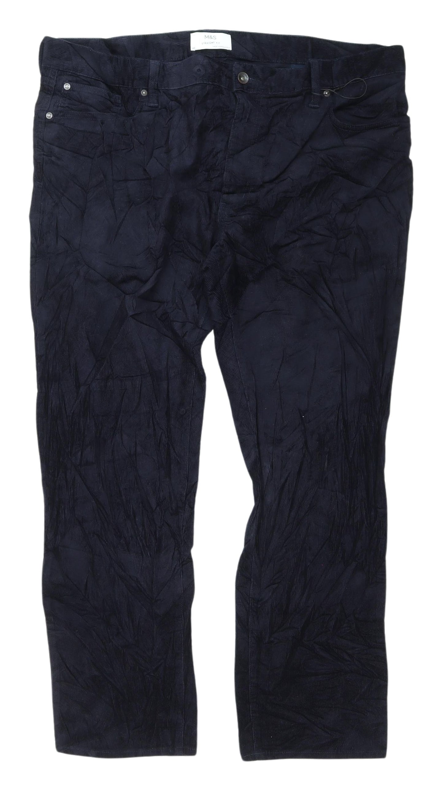 Marks and Spencer Men's Blue Corduroy Trousers, Size 46