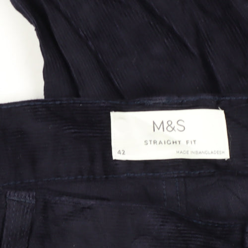 Marks and Spencer Men's Blue Corduroy Trousers, Size 46