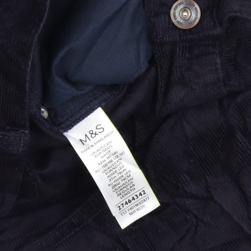 Marks and Spencer Men's Blue Corduroy Trousers, Size 46