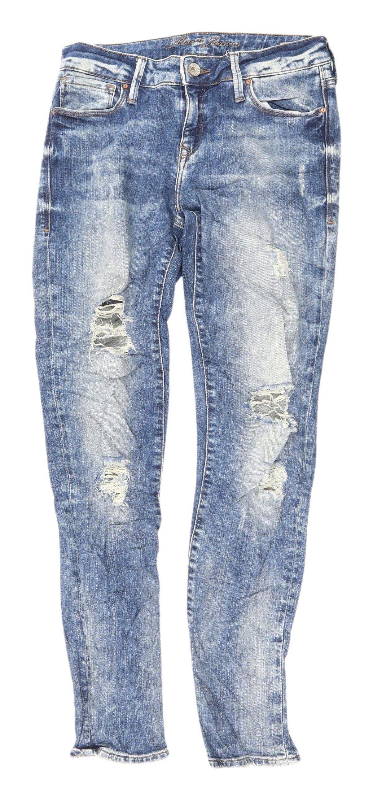 Mavi Women's Blue Skinny Jeans Size 4 Distressed Denim