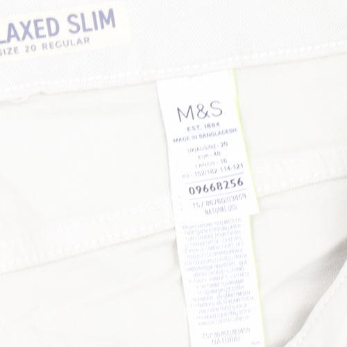 Marks and Spencer Women White Relaxed Jeans Size 20