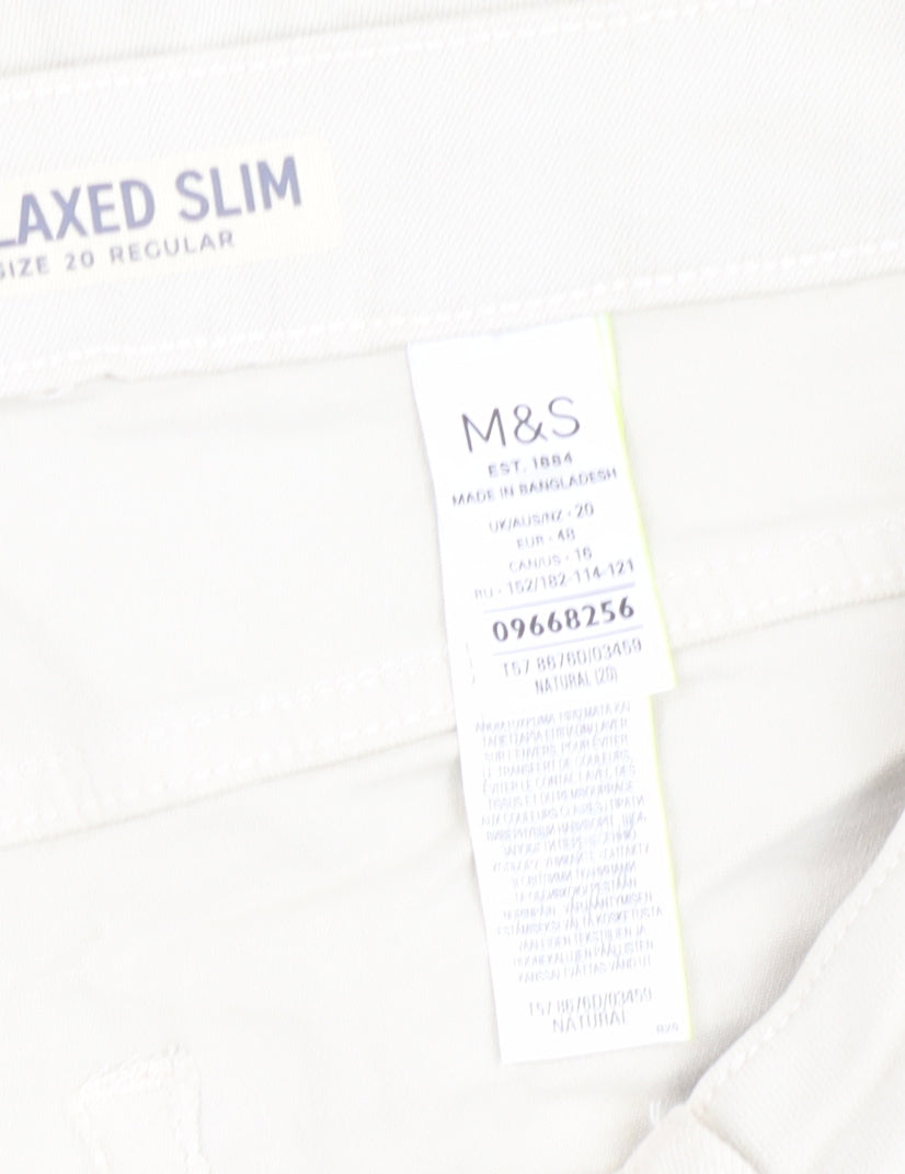Marks and Spencer Women White Relaxed Jeans Size 20