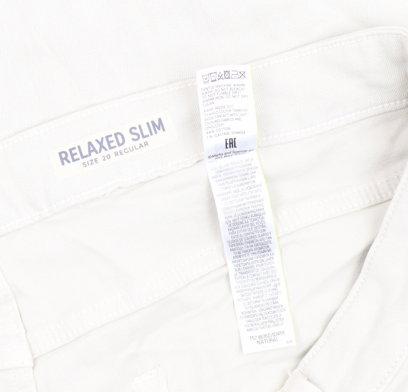 Marks and Spencer Women White Relaxed Jeans Size 20