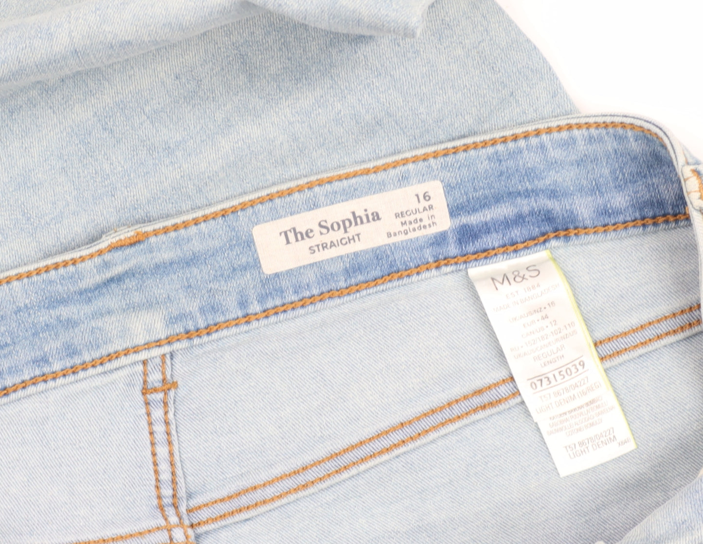 Marks and Spencer Women's Light Blue Straight Jeans Size 16