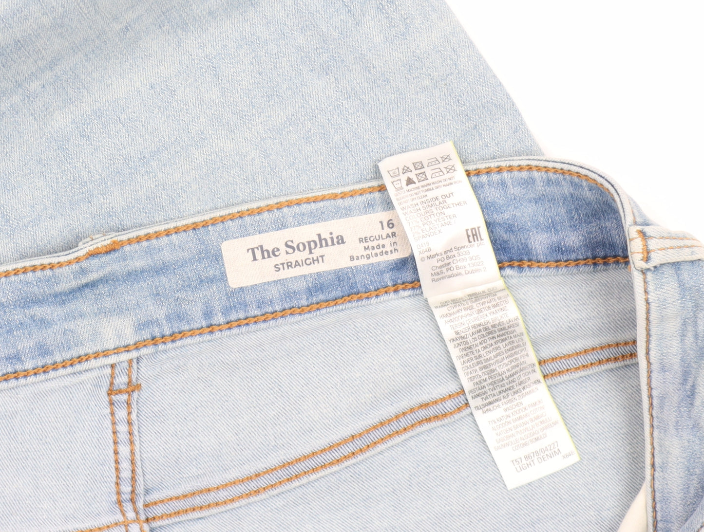 Marks and Spencer Women's Light Blue Straight Jeans Size 16