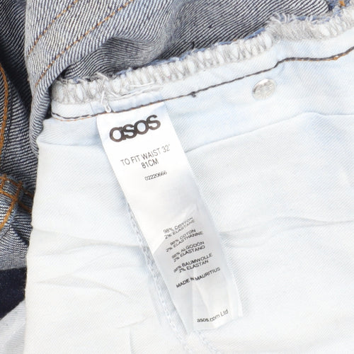 ASOS Men's Blue Bermuda Denim Shorts, Size 32, Casual Wear