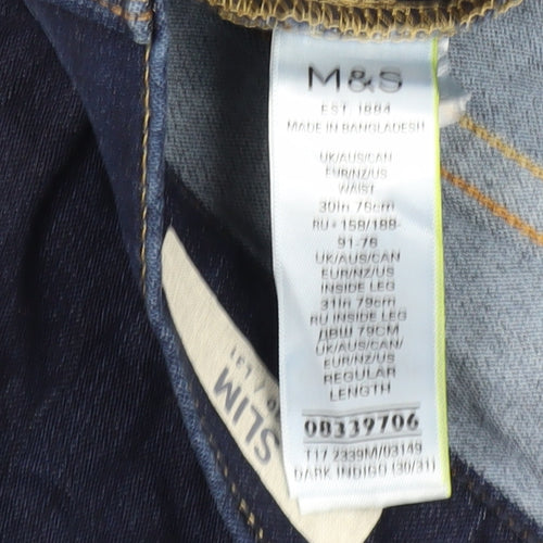 Marks and Spencer Men's Slim Fit Blue Jeans, Size 30