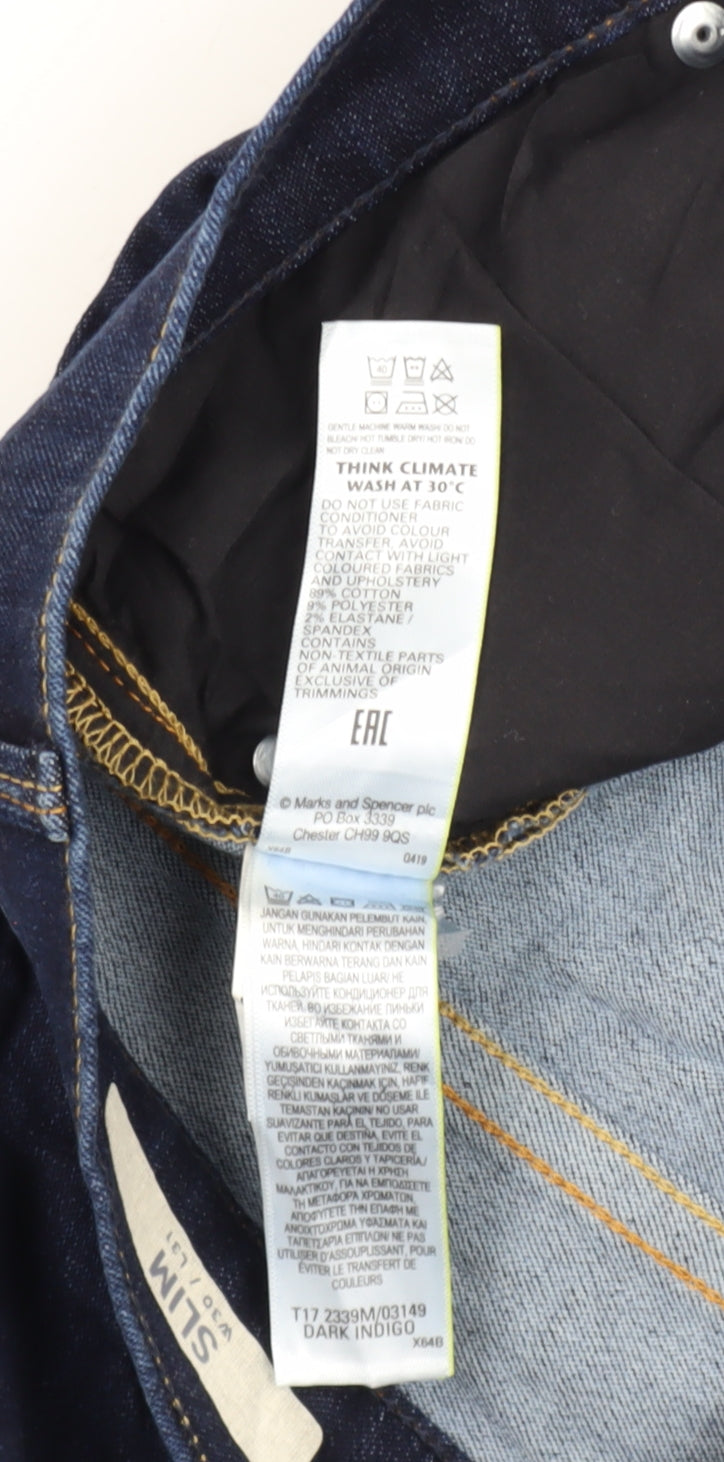 Marks and Spencer Men's Slim Fit Blue Jeans, Size 30